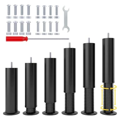 Yireehome Adjustable 8-12 Inch Replacement Furniture Legs, 6 Pcs